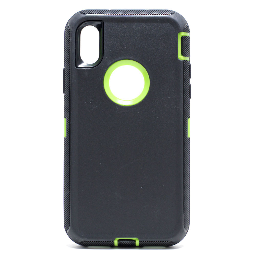 iPHONE XS / X Armor DEF Hybrid Case (Black Green)